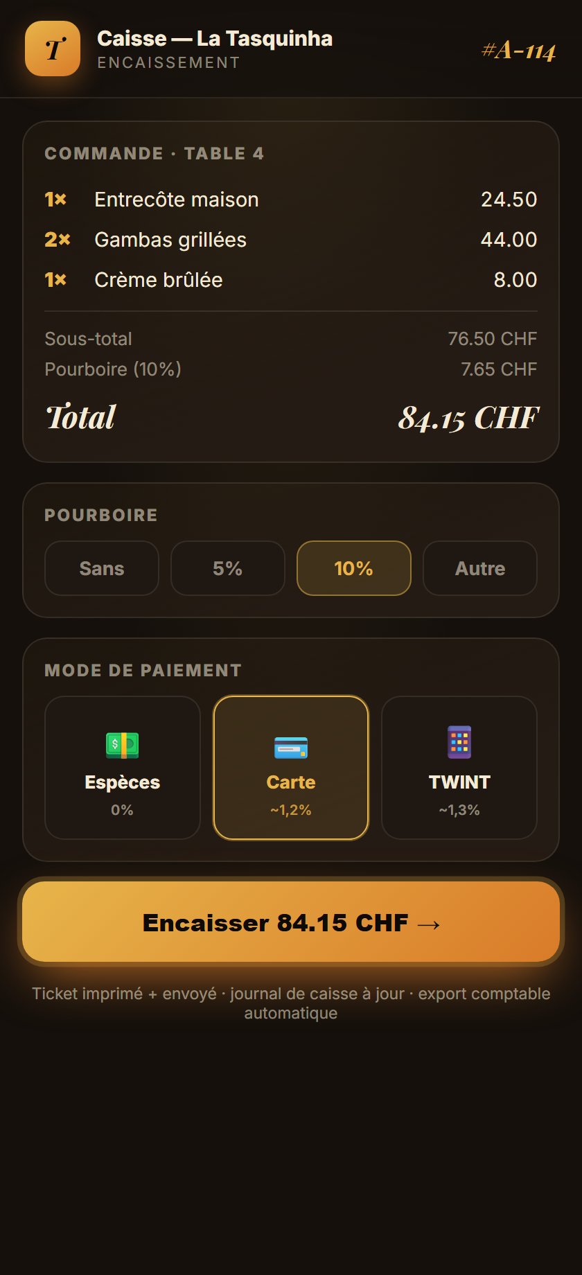 Caisse et ticket — La Tasquinha