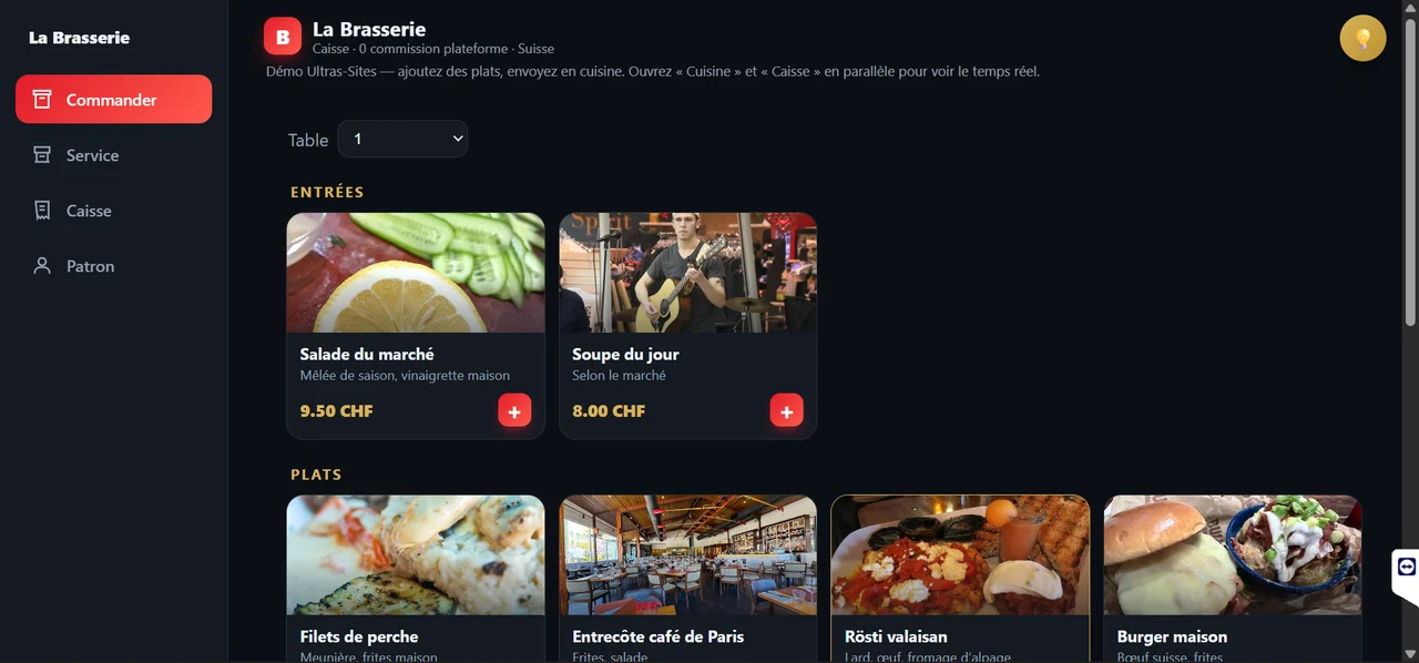 Le POS « La Brasserie » sur ordinateur / tablette