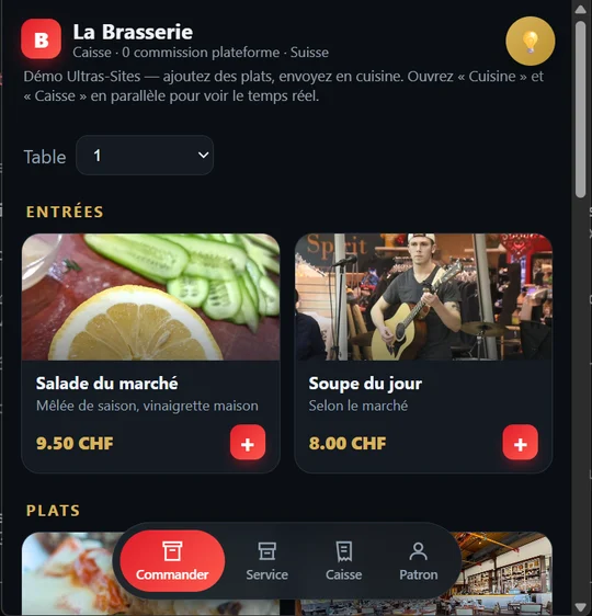 Le POS « La Brasserie » sur mobile